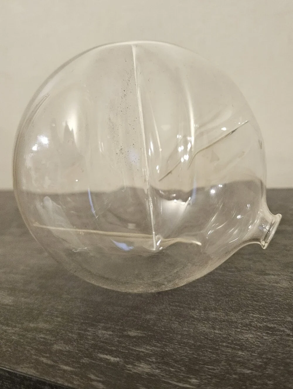 Hand Blown Clear Glass Orb Oil Lamp